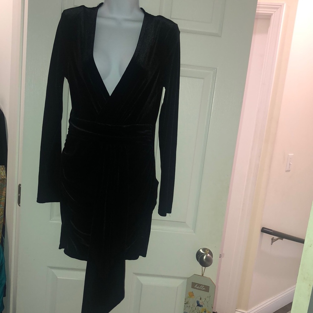 Shein Elegant Black Wrap Dress
